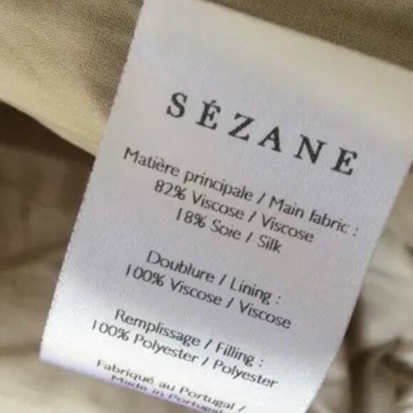 SEZANE Velvet Quilted Jacket Coat Puffer Bomber Size 36 Beige Tan Small US 4 - Picture 5 of 5